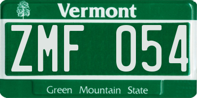 VT license plate ZMF054