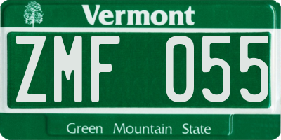 VT license plate ZMF055