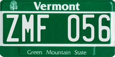 VT license plate ZMF056