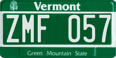 VT license plate ZMF057