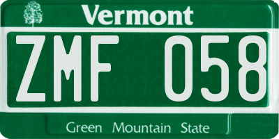 VT license plate ZMF058