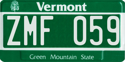 VT license plate ZMF059