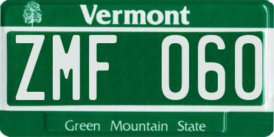 VT license plate ZMF060
