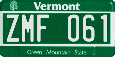 VT license plate ZMF061