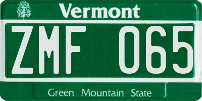 VT license plate ZMF065
