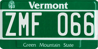 VT license plate ZMF066