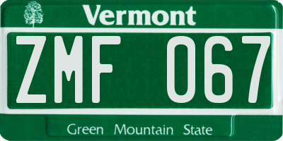 VT license plate ZMF067
