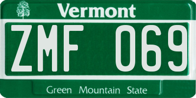 VT license plate ZMF069