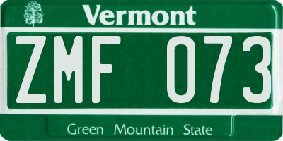 VT license plate ZMF073