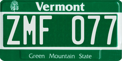 VT license plate ZMF077