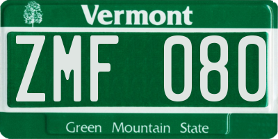 VT license plate ZMF080