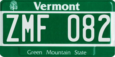 VT license plate ZMF082
