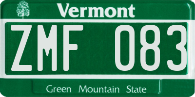 VT license plate ZMF083