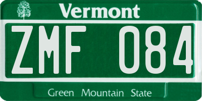 VT license plate ZMF084
