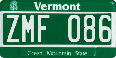 VT license plate ZMF086