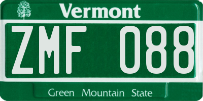 VT license plate ZMF088