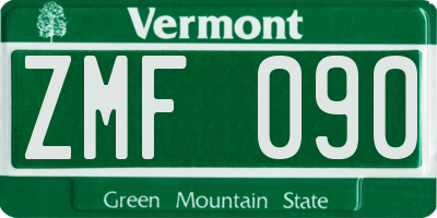 VT license plate ZMF090