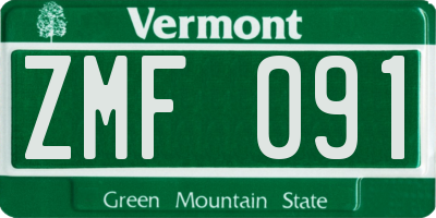 VT license plate ZMF091