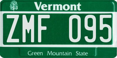 VT license plate ZMF095