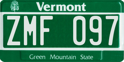 VT license plate ZMF097
