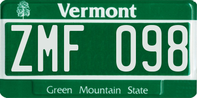 VT license plate ZMF098
