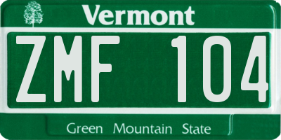 VT license plate ZMF104
