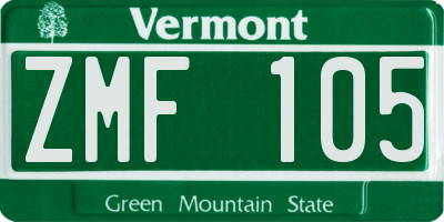 VT license plate ZMF105