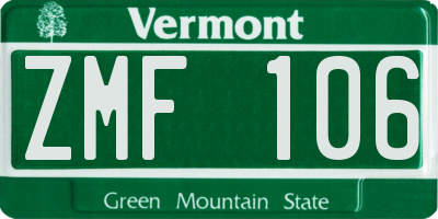 VT license plate ZMF106