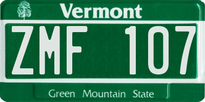 VT license plate ZMF107