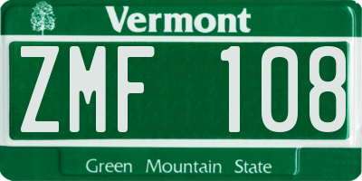 VT license plate ZMF108