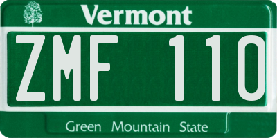 VT license plate ZMF110