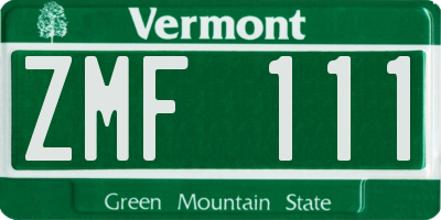 VT license plate ZMF111