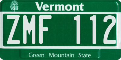 VT license plate ZMF112