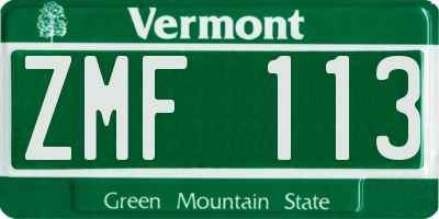 VT license plate ZMF113