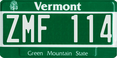 VT license plate ZMF114