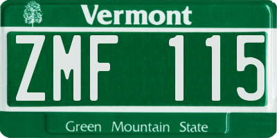 VT license plate ZMF115