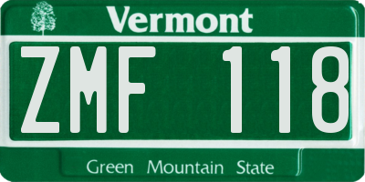 VT license plate ZMF118