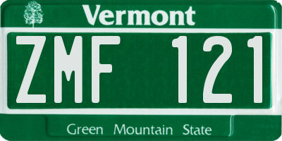 VT license plate ZMF121