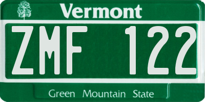VT license plate ZMF122