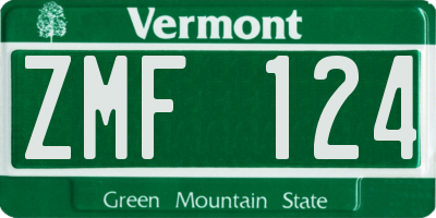 VT license plate ZMF124
