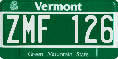 VT license plate ZMF126