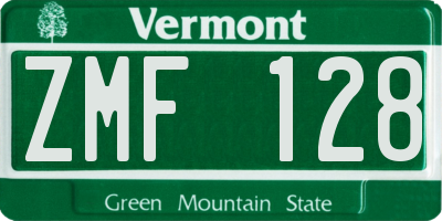 VT license plate ZMF128