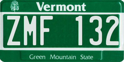 VT license plate ZMF132