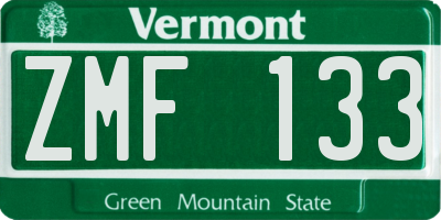 VT license plate ZMF133