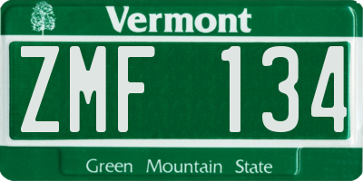 VT license plate ZMF134