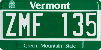 VT license plate ZMF135