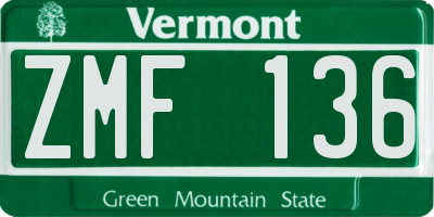 VT license plate ZMF136