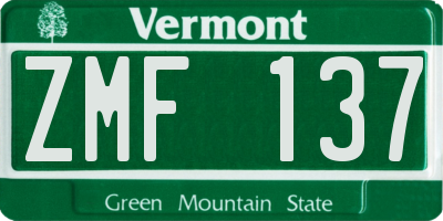 VT license plate ZMF137