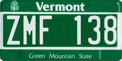 VT license plate ZMF138