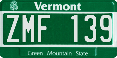VT license plate ZMF139